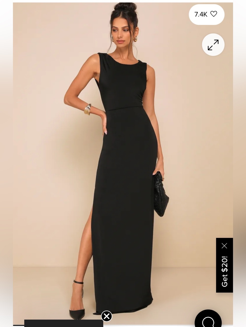 Lulus Significant Allure Black Slinky Ruched Maxi Dress size small
